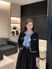 Women's Black Tweed Cropped Blazer with a Single-Breasted Front