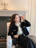 Women's Black Tweed Cropped Blazer with a Single-Breasted Front