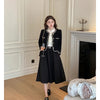 Women's Black Tweed Cropped Blazer with a Single-Breasted Front