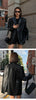 Women's Oversized Black Leather Blazer with Flap Pockets and Long Sleeves