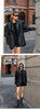 Women's Oversized Black Leather Blazer with Flap Pockets and Long Sleeves