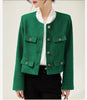 Women's Long-Sleeve Blazer Jacket with Gold Buttons in Black or Green
