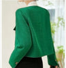 Women's Long-Sleeve Blazer Jacket with Gold Buttons in Black or Green