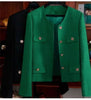 Women's Long-Sleeve Blazer Jacket with Gold Buttons in Black or Green