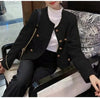 Women's Long-Sleeve Blazer Jacket with Gold Buttons in Black or Green