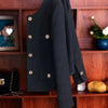 Women's Long-Sleeve Blazer Jacket with Gold Buttons in Black or Green