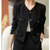 Women's Long-Sleeve Blazer Jacket with Gold Buttons in Black or Green