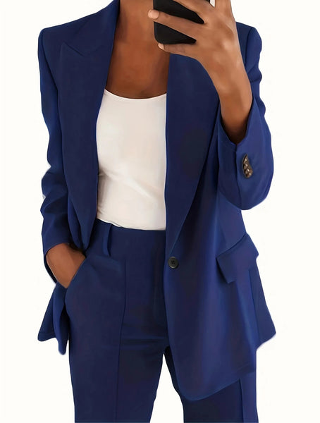 Women's Long-Sleeve Solid-Color Blazer Jacket in Sizes S to 3XL