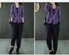 Women's Corduroy Blazer with Notched Lapels and Long Sleeves in Four Colors