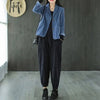 Women's Corduroy Blazer with Notched Lapels and Long Sleeves in Four Colors