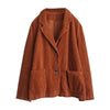 Women's Corduroy Blazer with Notched Lapels and Long Sleeves in Four Colors