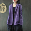 Women's Corduroy Blazer with Notched Lapels and Long Sleeves in Four Colors