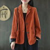 Women's Corduroy Blazer with Notched Lapels and Long Sleeves in Four Colors