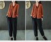 Women's Corduroy Blazer with Notched Lapels and Long Sleeves in Four Colors