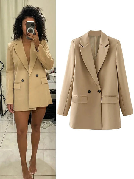 Women's Blazer Jacket with a Notched Lapel and Single-Button Front in Eight Colors