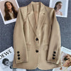 Women's in Korean Small Brown Suit Clothes Loose Straight Temperament Slim Blazer for Chic