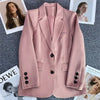 Women's in Korean Small Brown Suit Clothes Loose Straight Temperament Slim Blazer for Chic