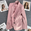 Women's in Korean Small Brown Suit Clothes Loose Straight Temperament Slim Blazer for Chic