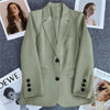 Women's in Korean Small Brown Suit Clothes Loose Straight Temperament Slim Blazer for Chic