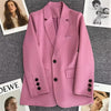 Women's in Korean Small Brown Suit Clothes Loose Straight Temperament Slim Blazer for Chic