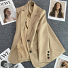 Women's in Korean Small Brown Suit Clothes Loose Straight Temperament Slim Blazer for Chic