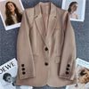 Women's in Korean Small Brown Suit Clothes Loose Straight Temperament Slim Blazer for Chic