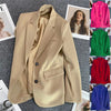 Women's in Korean Small Brown Suit Clothes Loose Straight Temperament Slim Blazer for Chic