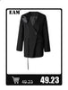 Women's Navy Pinstripe Blazer with a Notched Lapel and Long Sleeves