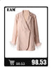 Women's Navy Pinstripe Blazer with a Notched Lapel and Long Sleeves