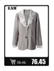 Women's Navy Pinstripe Blazer with a Notched Lapel and Long Sleeves