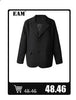 Women's Navy Pinstripe Blazer with a Notched Lapel and Long Sleeves