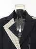 Women's Navy Pinstripe Blazer with a Notched Lapel and Long Sleeves
