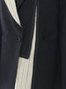 Women's Navy Pinstripe Blazer with a Notched Lapel and Long Sleeves