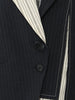 Women's Navy Pinstripe Blazer with a Notched Lapel and Long Sleeves