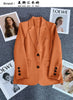 Women's Long-Sleeve Blazer with Single-Button Closure