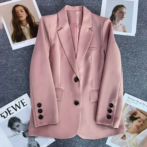 Women's Long-Sleeve Blazer with Single-Button Closure