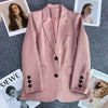 Women's Long-Sleeve Blazer with Single-Button Closure