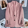 Women's Long-Sleeve Blazer with Single-Button Closure