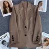 Women's Long-Sleeve Blazer with Single-Button Closure