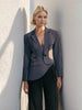 Women's Backless Blazer with Notched Lapels and a Slim Fit in Apricot Black or Gray