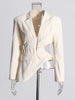 Women's Backless Blazer with Notched Lapels and a Slim Fit in Apricot Black or Gray