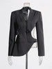 Women's Backless Blazer with Notched Lapels and a Slim Fit in Apricot Black or Gray
