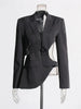 Women's Backless Blazer with Notched Lapels and a Slim Fit in Apricot Black or Gray