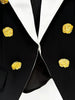 Women's HIGH STREET Newest Designer 's Slim Fitting Rose Metal Buttons Color Block Blazer