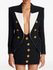 Women's HIGH STREET Newest Designer 's Slim Fitting Rose Metal Buttons Color Block Blazer