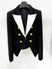 Women's HIGH STREET Newest Designer 's Slim Fitting Rose Metal Buttons Color Block Blazer