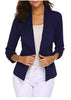 Women's Open-Front Blazer with Three-Quarter Sleeves and Removable Shoulder Pads