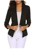 Women's Open-Front Blazer with Three-Quarter Sleeves and Removable Shoulder Pads