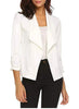 Women's Open-Front Blazer with Three-Quarter Sleeves and Removable Shoulder Pads