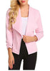 Women's Open-Front Blazer with Three-Quarter Sleeves and Removable Shoulder Pads